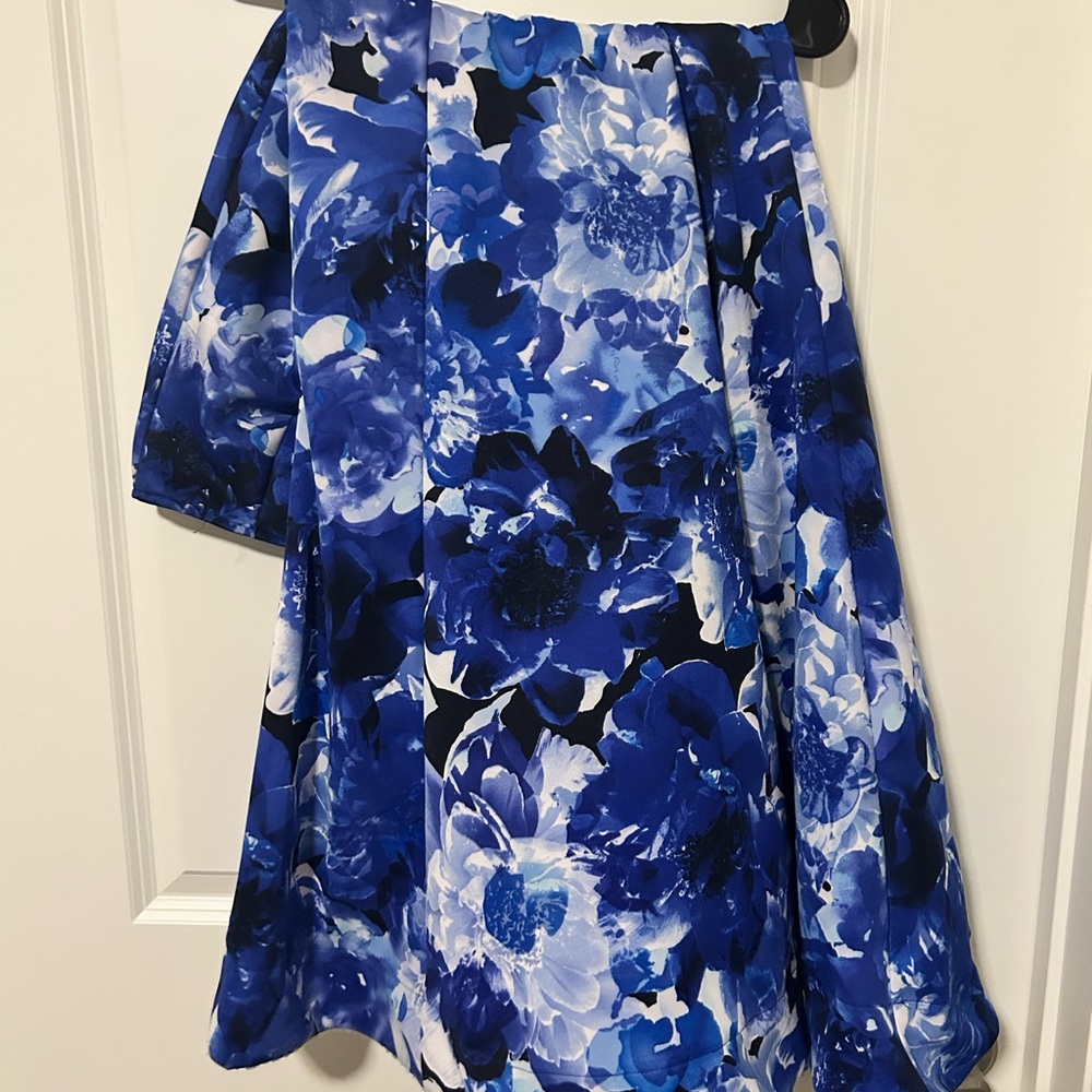 My Michelle Blue Floral A-Line Skirt